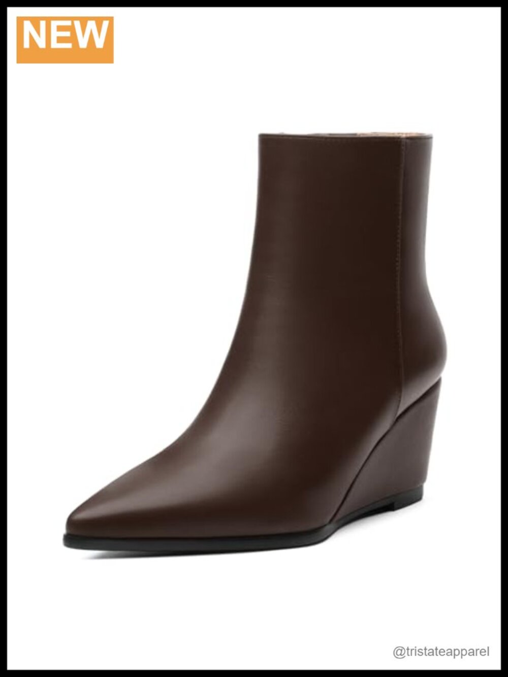 Wedge Ankle Boots Pointed Toe High Heel Side Zipper PU Women's Booties Fall